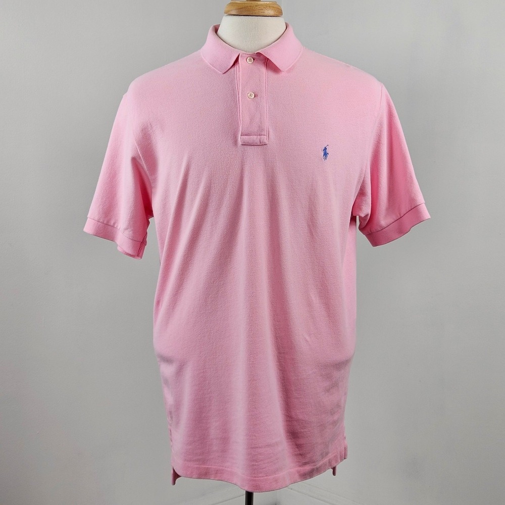 Polo Ralph Lauren VTG Pink‎ Classic Polo Short Sleeve Shirt Men's Large | FLAWS